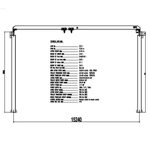 Single Girder Overhead Crane Drawing 5/3 Ton, 5.24m Span, FEM 2