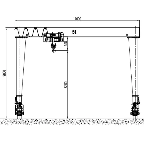 5 Ton Rubber-Tired Gantry Crane Drawing | 17m Span A5
