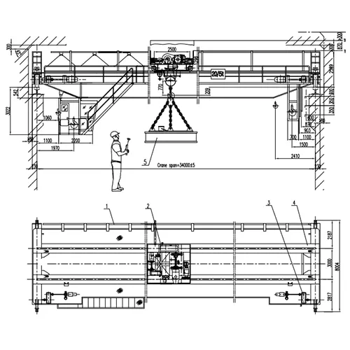 20/5 Ton Electromagnetic Overhead Crane – 34m Span 20m Lift