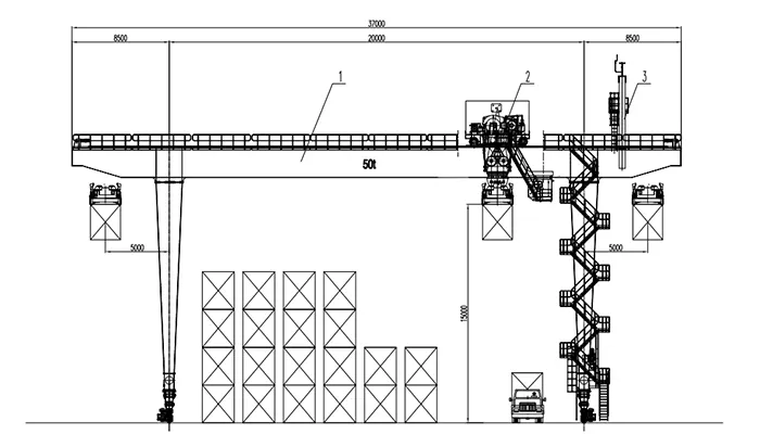 50 Ton RMG Container Crane Drawing | 19m Span A6