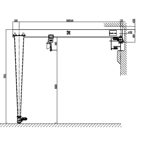BMHO 3 Ton 9m × 6m A5 European Semi-Gantry Crane Drawing