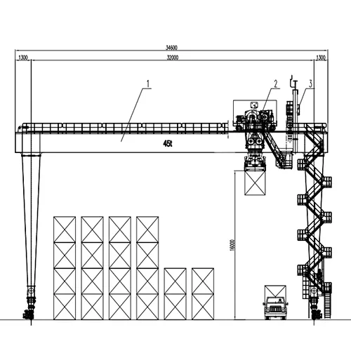 45 Ton RMG Container Crane Drawing | 32m Span × 16m Lift