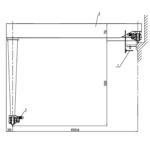 BMGO 14 Ton 6.5m × 5m A7 Traveling Semi-Gantry Frame Drawing