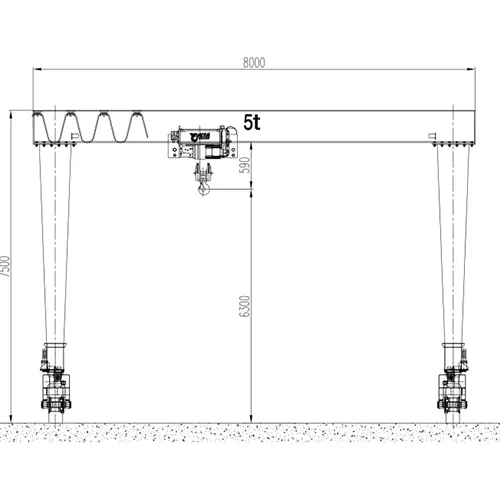 5 Ton Rubber-Tired Gantry Crane Drawing | 8m Span A5