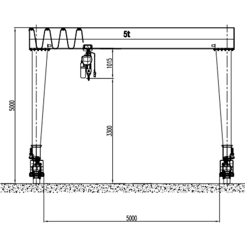 5 Ton Rubber-Tired Gantry Crane Drawing | 5m Span A3