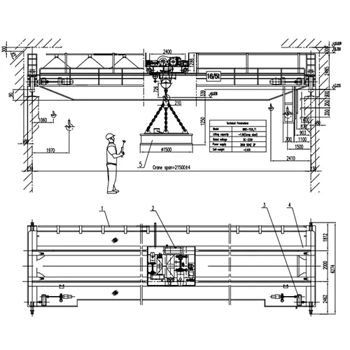 16 Ton Electromagnetic Overhead Crane  22.5m Span 10m Lift