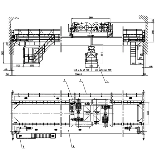 10 Ton Grab Bucket Overhead Crane for Gypsum & Cement