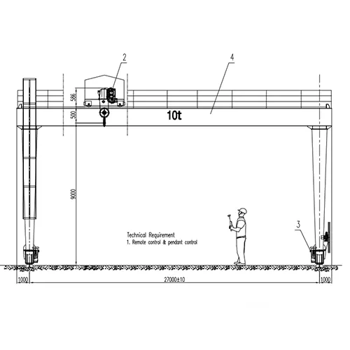 YT-MGO 10t Double Girder Gantry Crane Drawing - MGO10-27 A5