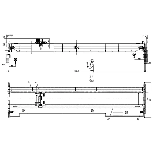Double Girder Overhead Crane 10 Ton S11.4m H6m Full VFD