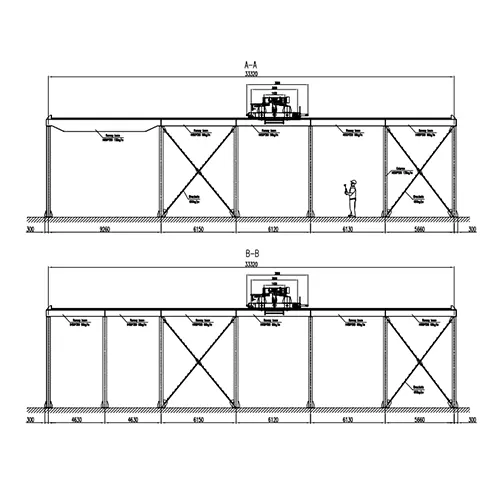Overhead Crane 10 Ton S19.5m H8.431m for Unequal Column Spacing