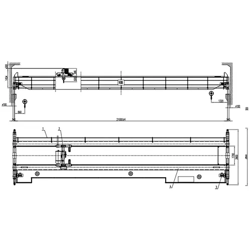 Double Girder Overhead Crane 10 Ton S21mH7m Multi-Crane Same-Runway