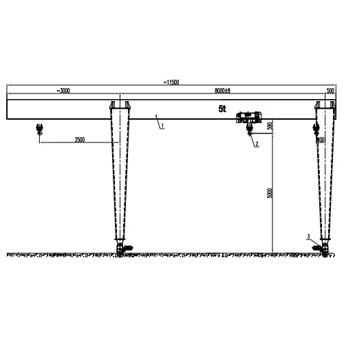  Cantilever Gantry Crane Project Drawing - MHO 5t-8m A5 with 2.5m Left Cantilever