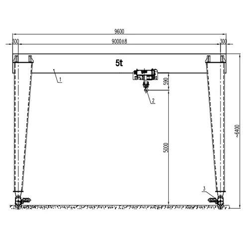 Low Headroom Single Girder Gantry Crane 5 Ton- S9m-H5m