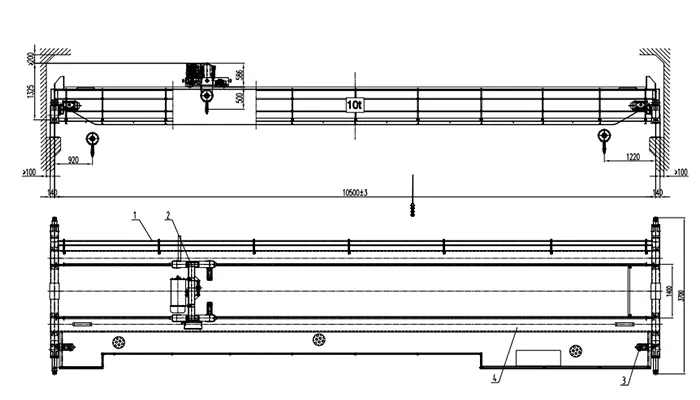Explosion Proof Overhead Crane 10 Ton S10.5m H7m ExdeIIBT4 Zone 1 Double Girder with Crab Wire Rope Hoist (380V 50Hz, P30 Rail)