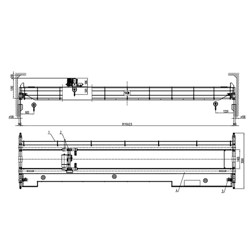 Double Girder Overhead Crane 10 Ton - S9.11m - H12m