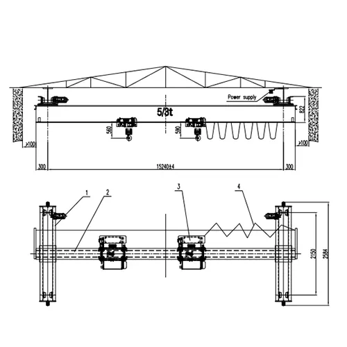 Dual Hoist Underhung Crane 5t + 3t S15.24m | 6t End Beam