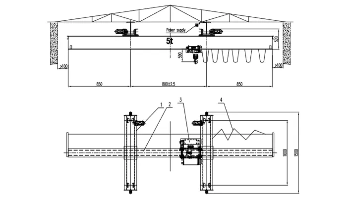Cantilever Underhung Crane 5 Ton S0.8m H10m with Counterweight
